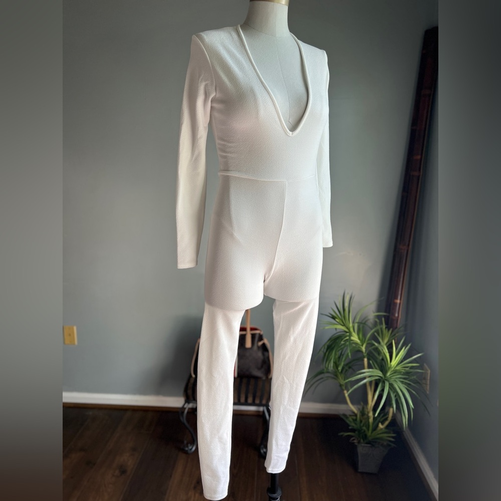 NWT Boho White Bodycon Catsuit Jumpsuit Size 4 - Picture 6 of 6